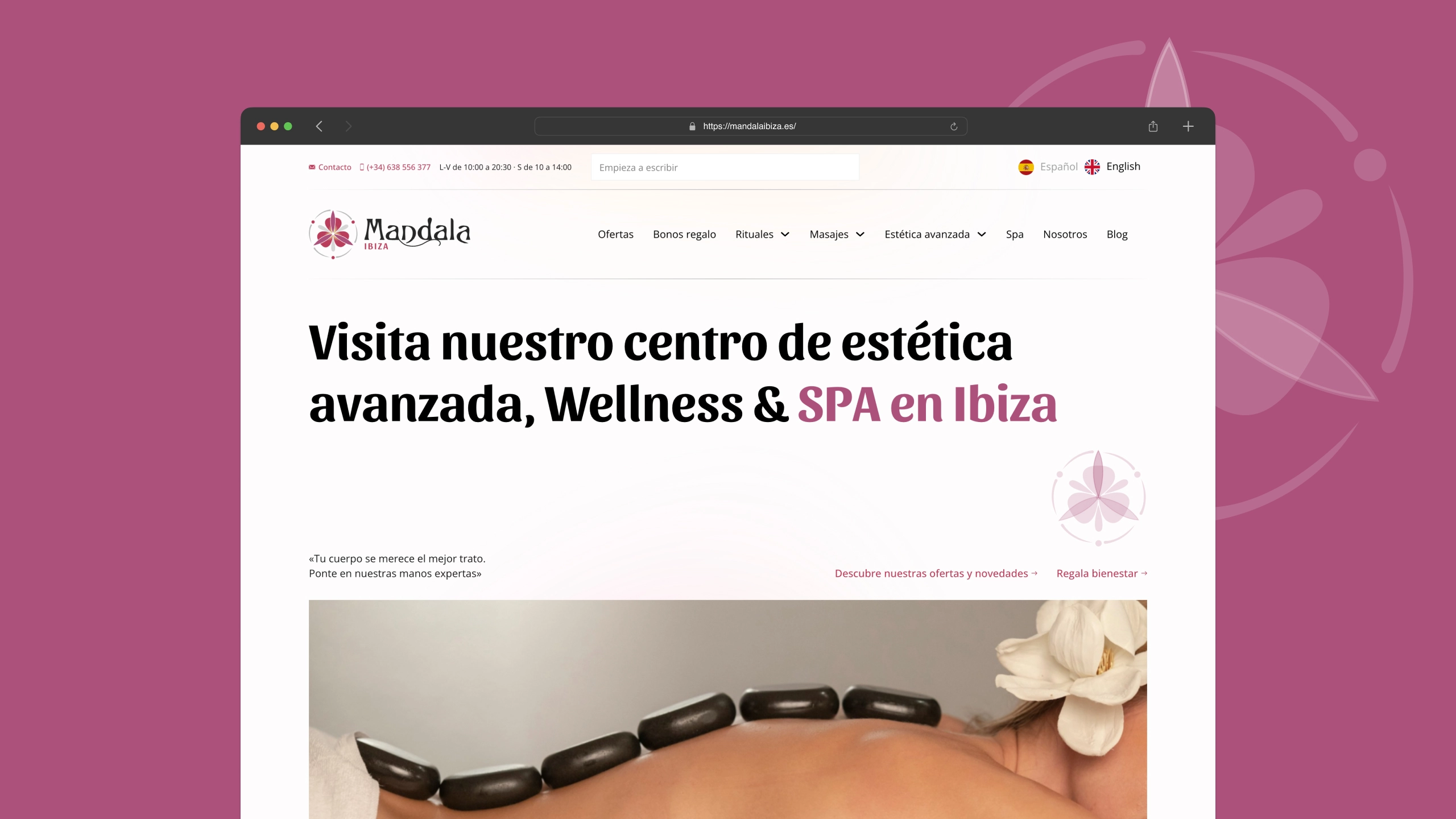 Pantallazo de la home de la web de mandalaibiza.es