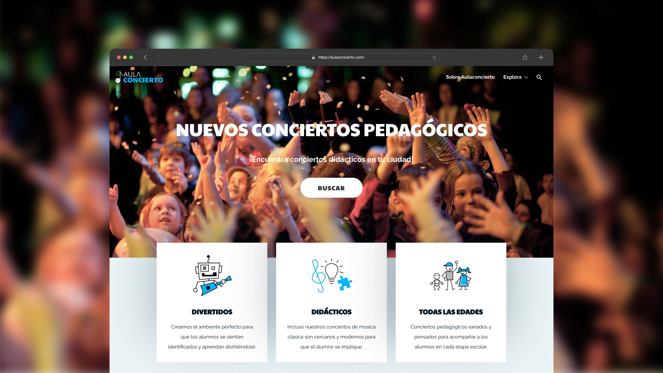 Pantallazo de la home de la web aulaconcierto.com
