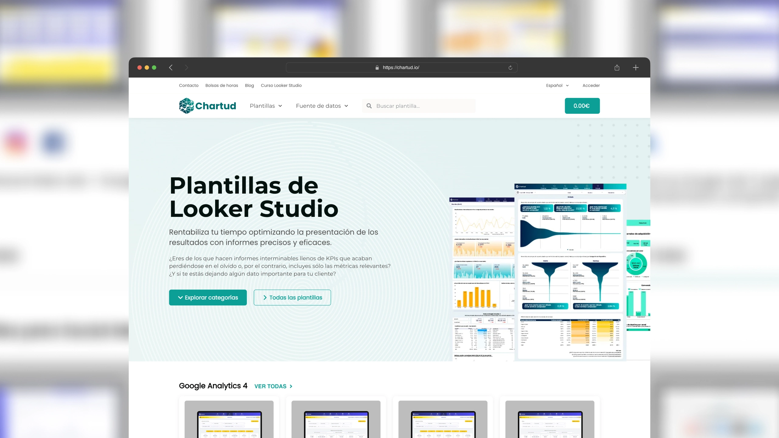 Pantallazo de la home de la web chartud.io
